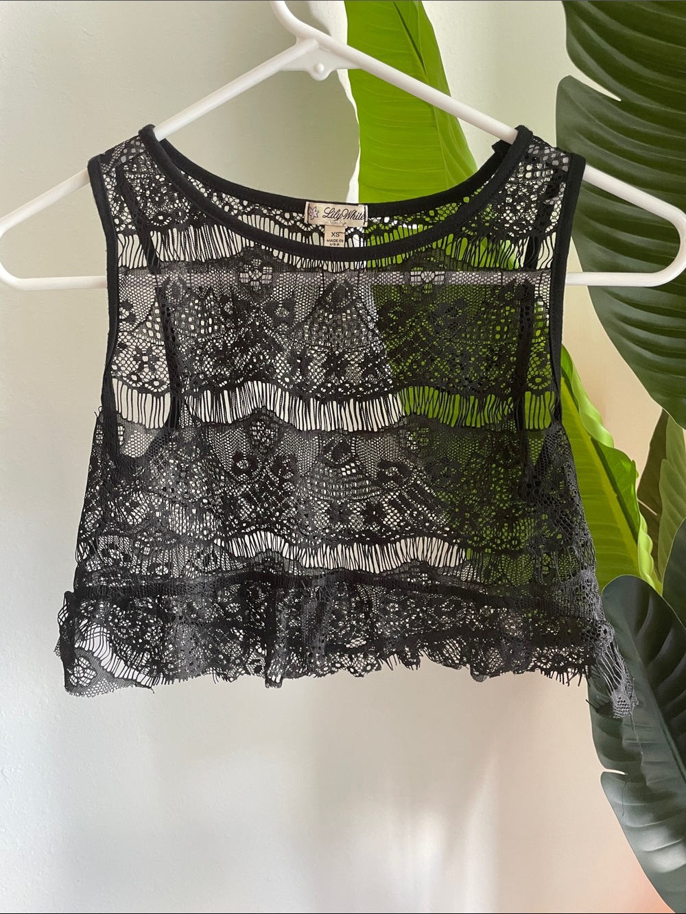 Lilly Pulitzer Black Sheer Lace Cropped Tank